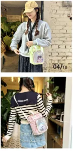Japanese anime badge ita bag transparent nylon single shoulder messenger bag for women students