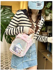 Pink ita bag transparent shoulder bag sweet Japanese style crossbody bag for anime merch use