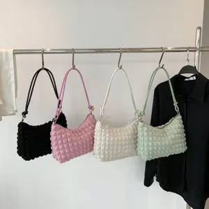 Stylish pleated underarm shoulder bag for women, trendy cloud design, versatile daily handbag.
