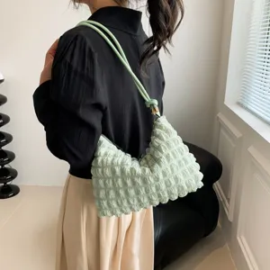 Light green pleated cloud shoulder bag stylish underarm purse for women everyday fashion