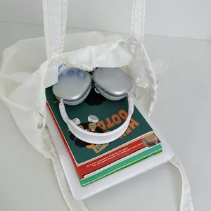 Minimalist white canvas tote bag large capacity casual shoulder bag for daily student use