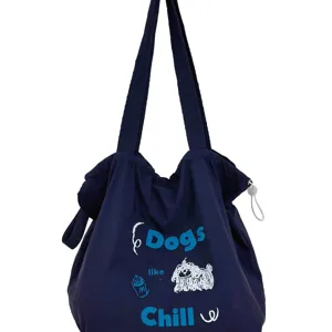 Casual canvas tote shoulder bag for women, large capacity daily shopping bag and student bookbag.