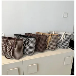 Grand sac cabas pied de poule femme sac à main bandoulière polyvalent élégant nouveau