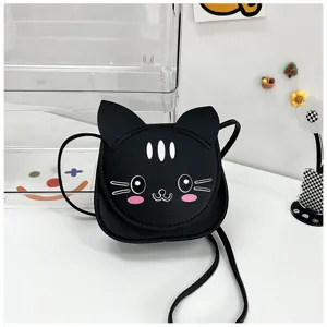 Cartoon cute black cat crossbody bag mini kids kids fashion shoulder bag accessory