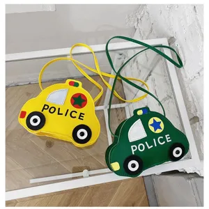Cute cartoon police car children shoulder bag for boys and girls cute crossbody bag.