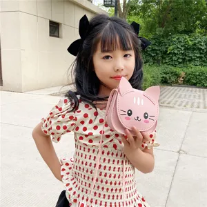 Cute pink cat crossbody bag for kids, stylish mini shoulder bag for girls and boys daily wear.