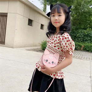 Cute cartoon cat crossbody bag for kids, mini shoulder bag with adorable animal design