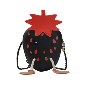 Kids mini strawberry shoulder bag cute cartoon crossbody bag for children stylish purses