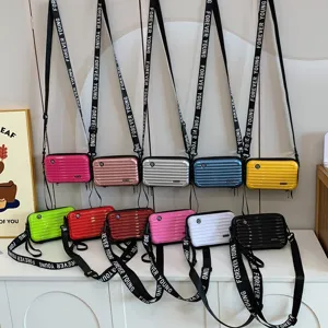Women Mini Suitcase Crossbody Bag PVC Solid Color Hard Shell Shoulder Handbag Fashion Square Box Bag Daily Matching