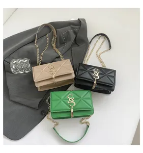 Chic quilted chain crossbody bag for women, stylish shoulder bag with metal tassel.