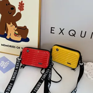 Mini suitcase crossbody bag for women, cute small hardshell shoulder bag with unique design.