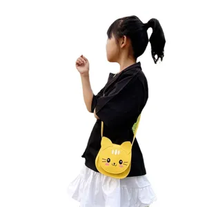 Kids cute yellow cat crossbody bag fashion mini cartoon shoulder bag for girls and boys daily wear.