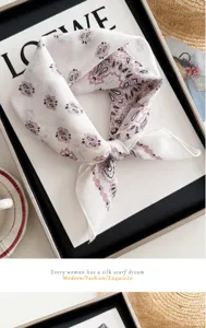 Retro katoen linnen vierkante sjaal met paisley print elegante vintage halsdoek voor vrouwen.