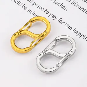Polished stainless steel S-shaped carabiner clasp jewelry accessories for DIY bracelet necklace
