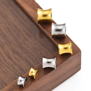 Stainless steel 18K gold plated silver spacer barrel beads for DIY bracelet jewelry accessories.