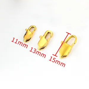 Stainless steel gold plated fish tail clasps DIY jewelry connecting findings in 11mm 13mm 15mm sizes.