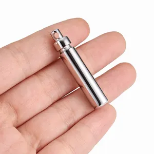 Pendentif cylindrique creux en acier inoxydable poli accessoire de collier mode