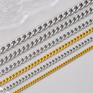 Stainless steel curb chains bulk wholesale diy hip hop necklaces bracelets fashion jewelry components