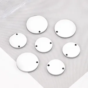 Roestvrij staal gepolijste ronde schijf hangers dubbel gat DIY sieraden accessoires.