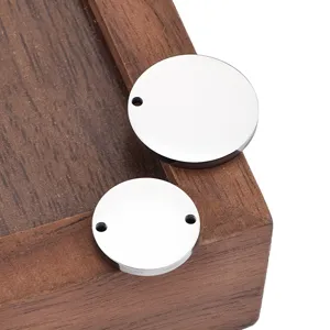 Minimalistisch Roestvrij Staal Gepolijst Rond Blanco Hanger Dubbel Gat Ontwerp Geometrisch Cirkel Medaille Plaquette Tag Voor Oorbel Ketting DIY Sieraden Maken