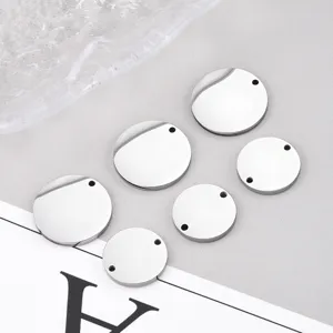 Gepolijste RVS ronde hangers met gaten voor het maken van DIY sieraden, oorbellen en kettingen.