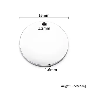Roestvrijstalen gepolijste ronde schijfhanger met dubbele gaten voor DIY sieraden maken.