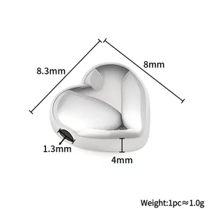 Stainless steel polished heart shaped bead pendant DIY fashion necklace bracelet jewelry accessory