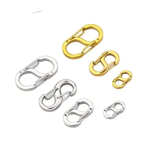 Polished stainless steel S-shaped carabiners spring clasps for DIY jewelry and bag accessories