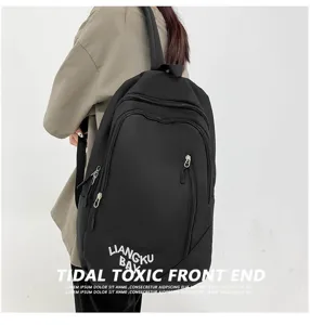 Unisex minimalist contrast color nylon backpack large capacity school bag daily use