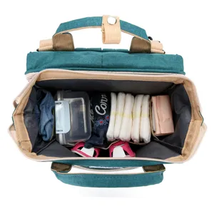 Grand sac à dos à langer pour bébé, sac à main de voyage multifonctionnel pour maman, toile verte