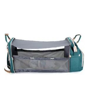 Sac à dos à langer pliable portable avec lit de bébé, grande capacité sac de maternité