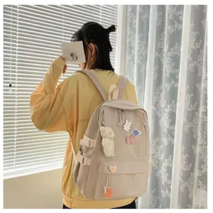 Zaino scolastico in tela stile Harajuku coreano di grande capacità per studenti giovani