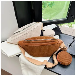 Riñonera de pana bolso de pecho informal bolsa de cintura vintage para mujer estilo moda