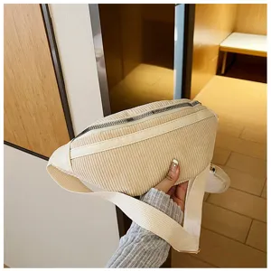 Riñonera de pana para mujer elegante bolsa de pecho casual bolso cruzado minimalista nuevo