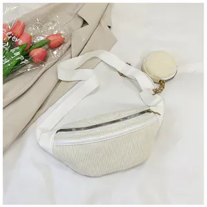 Riñonera de pana para mujer elegante bolso de pecho retro casual con un monedero pequeño