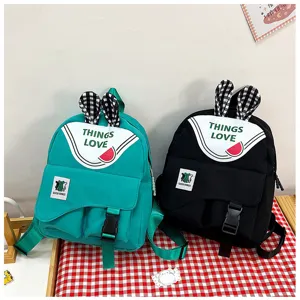 Cute children's backpack with bunny ears, Japanese style school bag for kids, casual daypack.