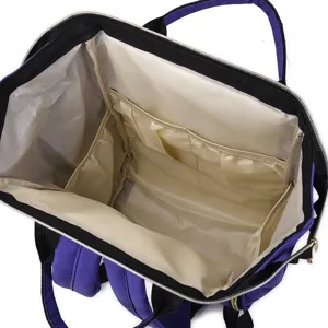 Spacious multi-functional diaper backpack interior view, large capacity maternity bag.