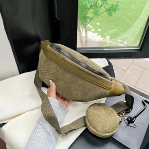 Riñonera de pana para mujer bolso de pecho retro elegante deportivo informal para uso diario