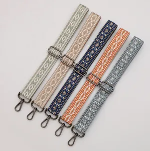 Colorful woven bag strap ethnic diamond pattern adjustable crossbody replacement bag strap