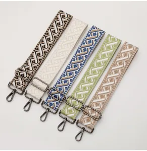 Wide woven bag strap adjustable replacement shoulder cross-body strap colorful ethnic style bag accessory