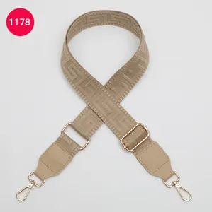 Adjustable wide bag strap replacement canvas shoulder strap with gold hardware hooks