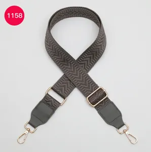 Adjustable wide replacement strap for crossbody bags, stylish chevron pattern with leather.