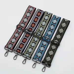 Colorful thickened wide jacquard bag strap ethnic style replacement crossbody strap accessory