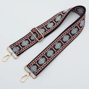 Colorful thickened wide jacquard bag strap ethnic style adjustable crossbody replacement