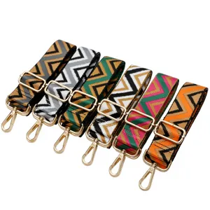 Correa de Repuesto Tejida Geométrica Colorida Correa de Bolso Cruzada Ajustable con Ganchos Giratorios Accesorios para Bolsos