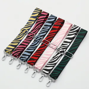 Colorful zebra striped replacement shoulder strap adjustable crossbody bag accessory wide strap