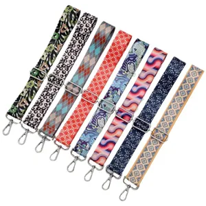 Adjustable wide replacement bag straps, colorful patterned shoulder crossbody bag belt accessories.