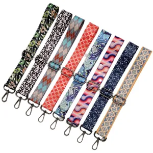 Replacement bag strap adjustable wide shoulder crossbody strap colorful patterned web