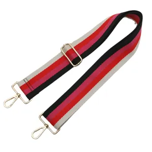 Colorful striped adjustable bag strap replacement with gold hardware for crossbody shoulder bag