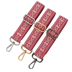 Ethnic Diamond Woven Bag Strap Adjustable Crossbody Replacement Strap For Handbag